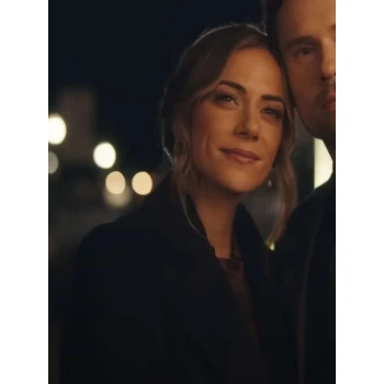 The Christmas Ring 2025 Jana Kramer Black Wool Coat