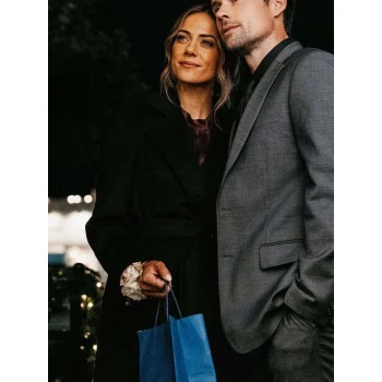 The Christmas Ring 2025 Jana Kramer Black Wool Coat