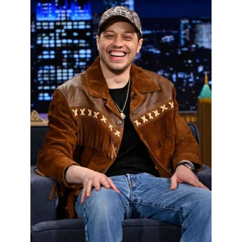 The Tonight Show Pete Davidson Brown Fringe Jacket