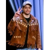 The Tonight Show Pete Davidson Brown Fringe Jacket