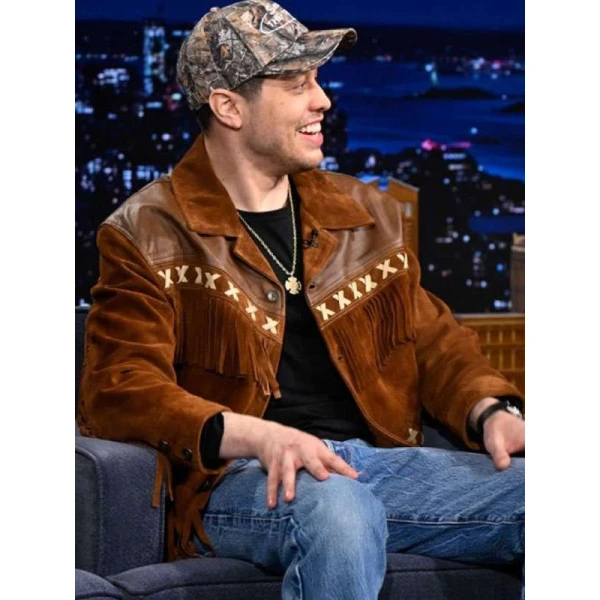 The Tonight Show Pete Davidson Brown Fringe Jacket