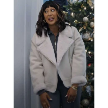 Tidings for the Season Tamera Mowry Housley Shearling Jacket