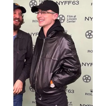 Timothee Chalamet NYFF63 Black Leather Jacket
