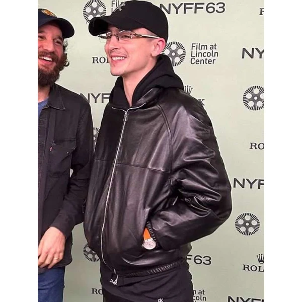 Timothee Chalamet NYFF63 Black Leather Jacket