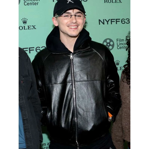 Timothee Chalamet NYFF63 Black Leather Jacket