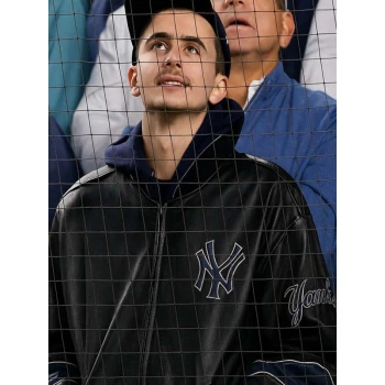 Timothee Chalamet Yankees Game 2025 Black Bomber Jacket