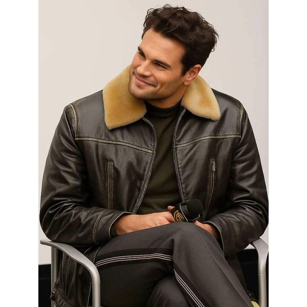 Tom Bateman Hedda BAFTA Shearling Leather Jacket