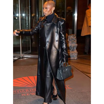Tonight Show Cynthia Erivo Black Leather Coat