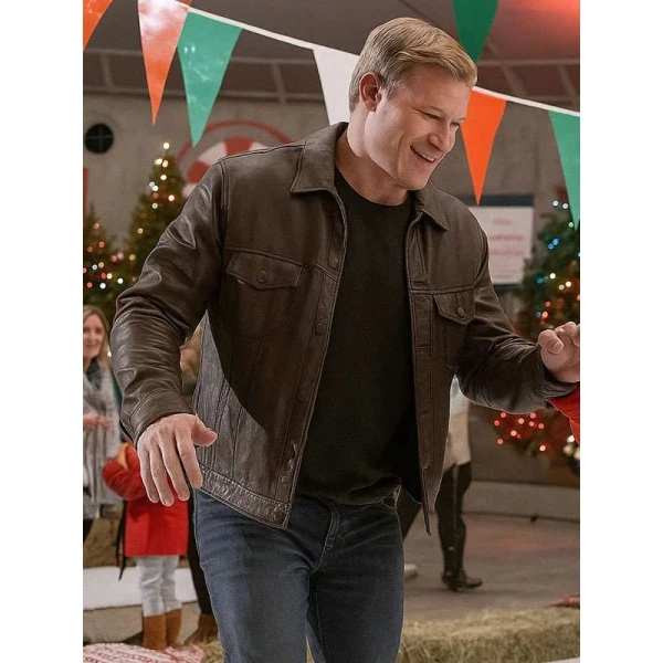 Trevor Donovan Nostalgic Christmas Brown Leather Jacket