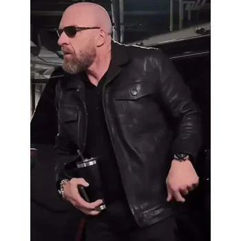 Triple H Wrestlepalooza Black Shiny Leather Jacket Triple H Wrestlepalooza Black Shiny Leather Jacket