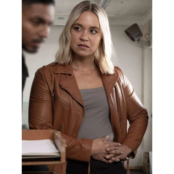 Tuuli Narkle NCIS Sydney S02 Brown Leather Jacket