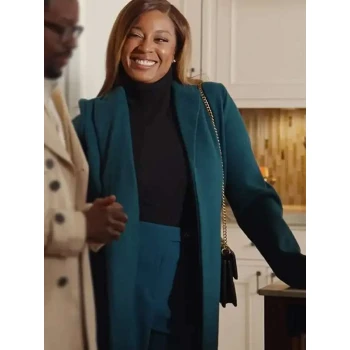 Unexpected Christmas Reagan Gomez-Preston Blue Wool Coat