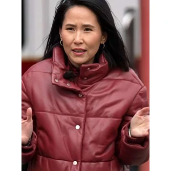 Vicky Nguyen The Today Show Maroon Leather Jacket