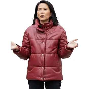 Vicky Nguyen The Today Show Maroon Leather Jacket