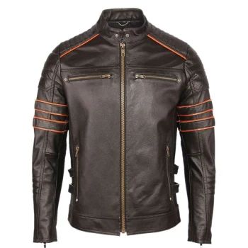 Vintage Brown Motorcycle Skull Leather Jacket