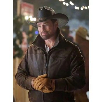 Warren Christie A Royal Montana Christmas Brown Leather Jacket