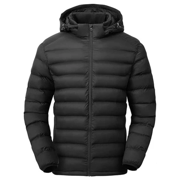 Winter Lightweight Black Puffer Hooded Jacket