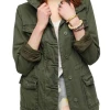 Women 4 Pocket Military Green Jacket