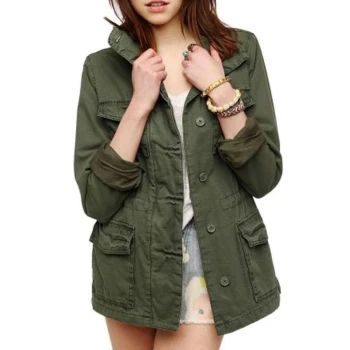 Women 4 Pocket Military Green Jacket Women 4 Pocket Military Green Jacket
