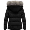 Women Black Puffer Hooded Warm Winter Jacket