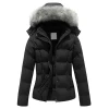 Women Black Puffer Hooded Warm Winter Jacket