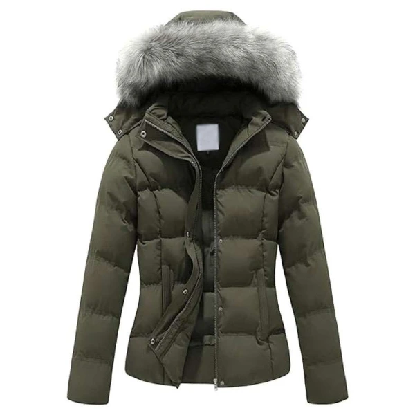 Women Black Puffer Hooded Warm Winter Jacket