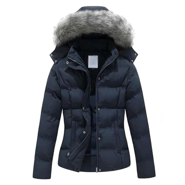 Women Black Puffer Hooded Warm Winter Jacket