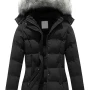 Women Black Puffer Hooded Warm Winter Jacket