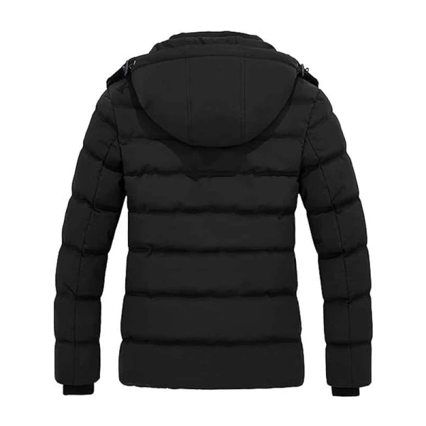 Women Black Puffer Jacket with Detachable Hood