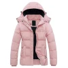 Women Black Puffer Jacket with Detachable Hood