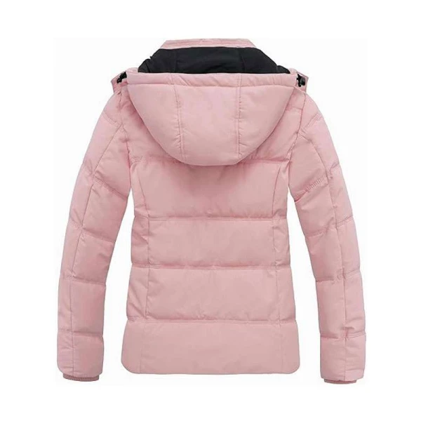 Women Black Puffer Jacket with Detachable Hood