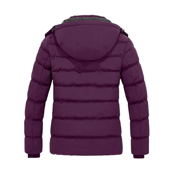 Women Black Puffer Jacket with Detachable Hood