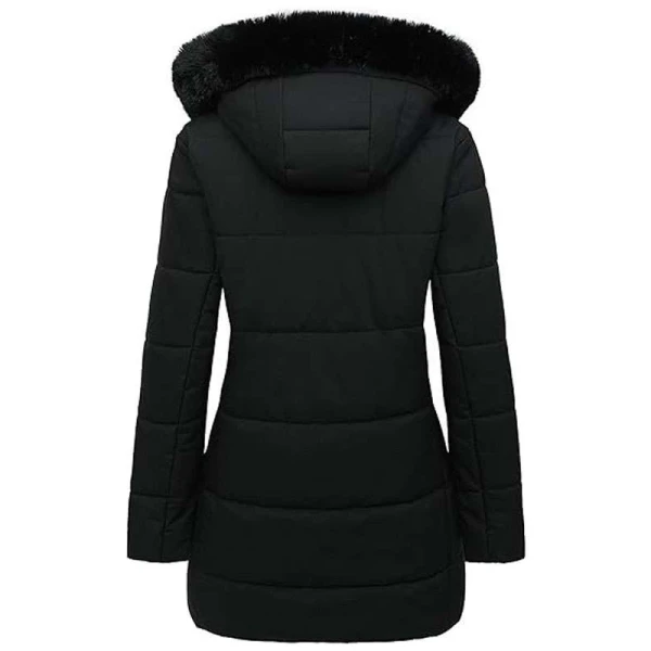 Women Black Puffer Parka Jacket