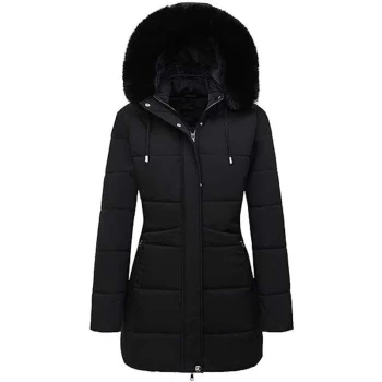 Women Black Puffer Parka Jacket