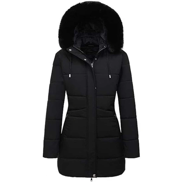 Women Black Puffer Parka Jacket