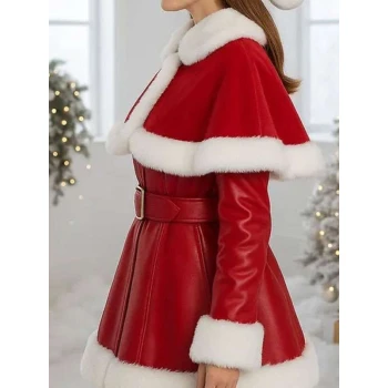 Women Christmas with White Fur Trim Costume