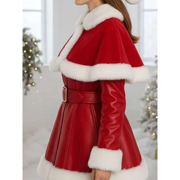 Women Christmas with White Fur Trim Costume