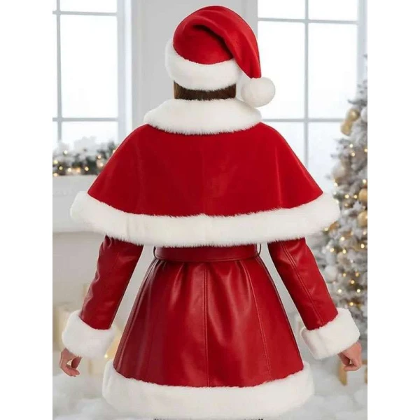 Women Christmas with White Fur Trim Costume