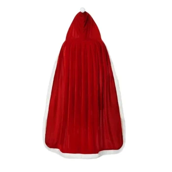 Women Hooded Red Velvet Santa Claus Cloak