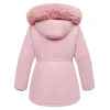 Women Pink Parka Puffer Jacket with Hood