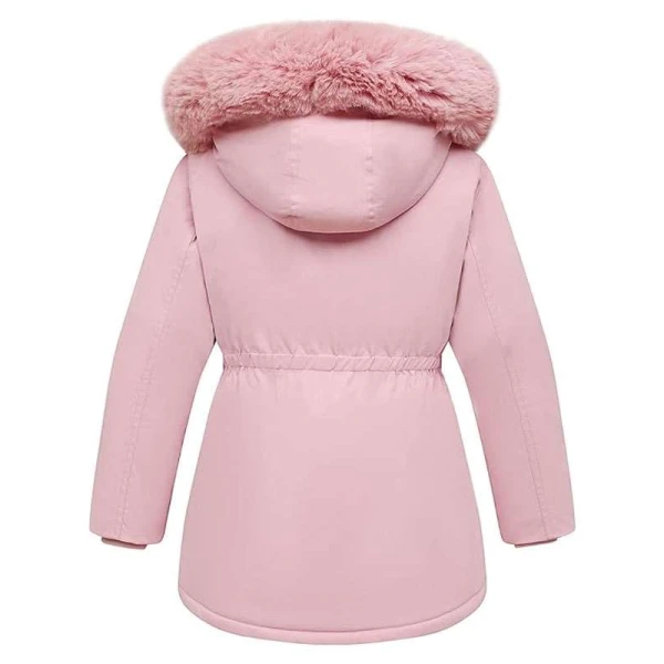 Women Pink Parka Puffer Jacket with Hood