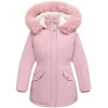 Women Pink Parka Puffer Jacket with Hood