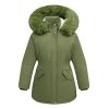 Women Pink Parka Puffer Jacket with Hood
