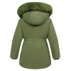 Women Pink Parka Puffer Jacket with Hood