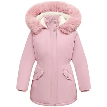 Women Pink Parka Puffer Jacket with Hood