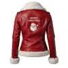 Women Red Christmas Shearling Leather Jacket