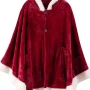 Women Red Hooded Christmas Poncho