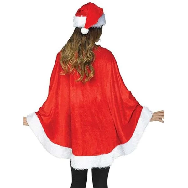 Women Red Santa Costume Poncho