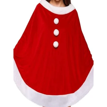Women Red Santa Costume Poncho