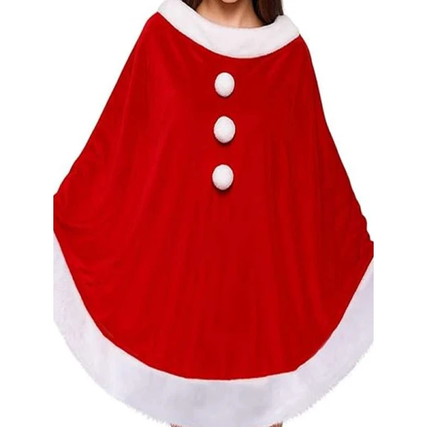 Women Red Santa Costume Poncho